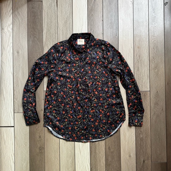 Elie Tahari Tops - Elie Tahari Women’s Shirt Black Floral Satin Button Up Blouse | Size: Small